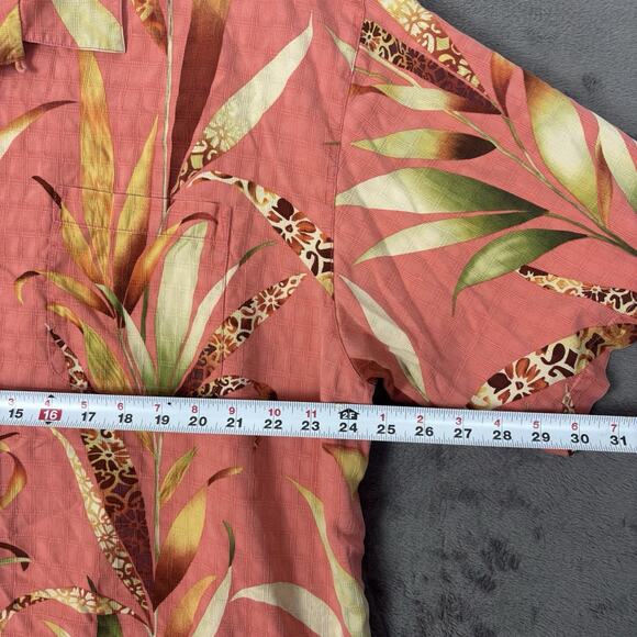 Tommy Bahama Mens XXL Floral 100% Silk Short Sleeve Hawaiian Shirt Peach Orange - Picture 6 of 7